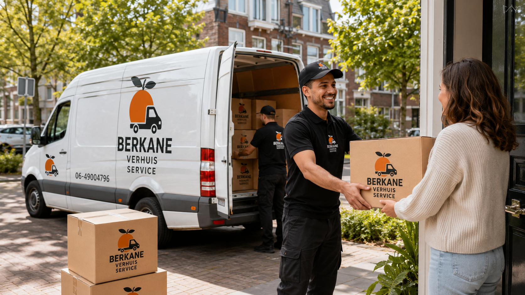 Berkane verhuisbus bij de Erasmusbrug in Rotterdam